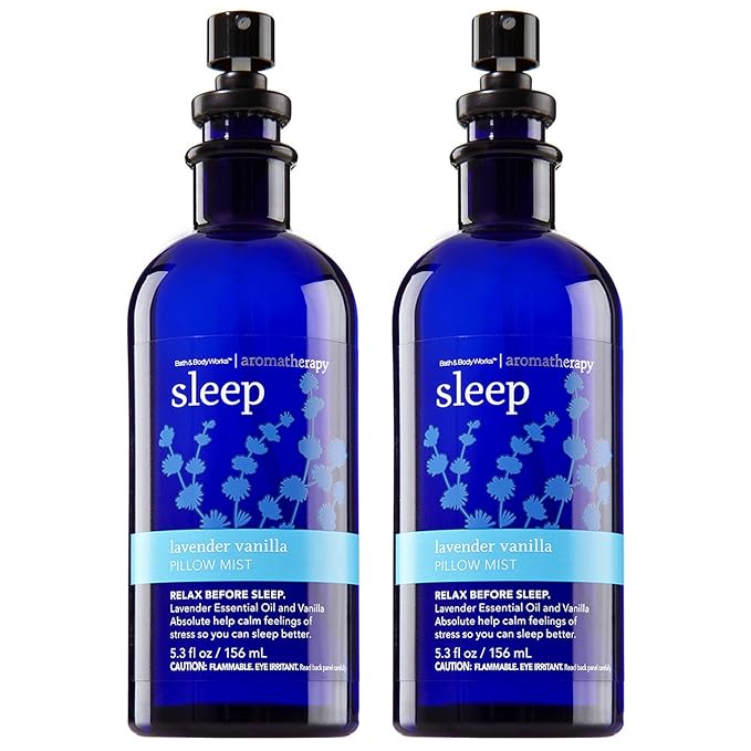 Bath & Body Works Aromatherapy Sleep Lavender Vanilla Pillow Mist, 5.3 Fl Oz, 2-Pack (Packaging May Vary)