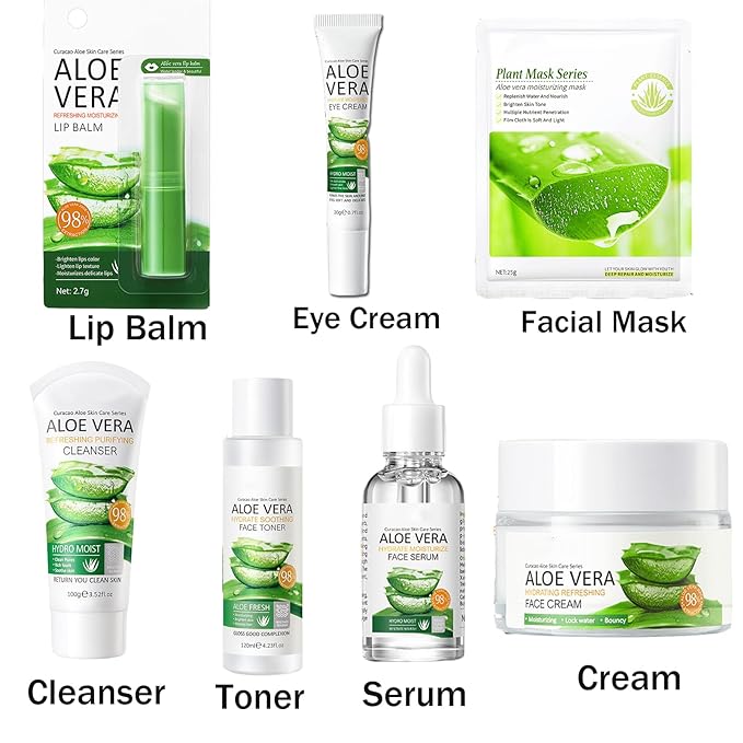 8Pcs Skin Care Products Set, Aloe