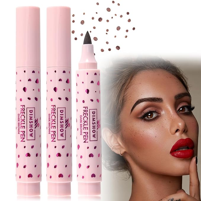 Erinde 2PCS Freckle Pen, Natural Lifelike Freckle Makeup Dark Brown