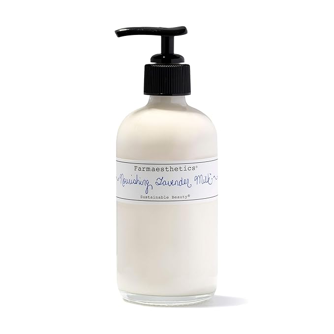 Farmaesthetics Nourishing Lavender Milk Face and Body Lotion (8oz) | Ethically Sourced Sustainable Beauty | Clean, All Natural, Small Batch Skincare