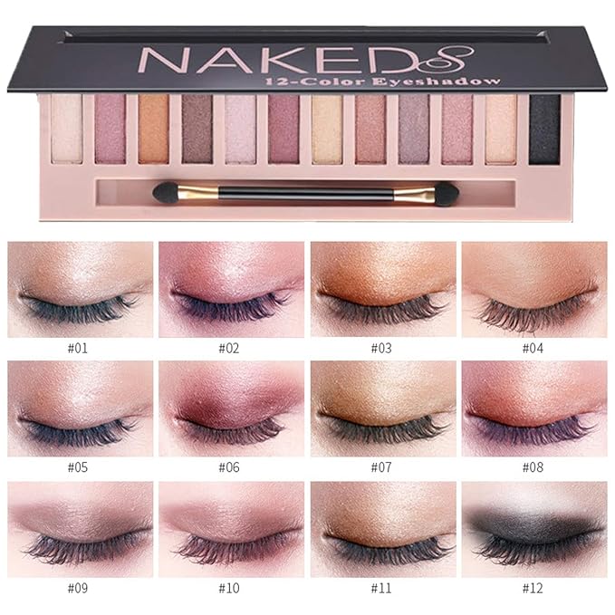 2 Pcs 12 Colors Eye Shadow Palette,Nude Matte