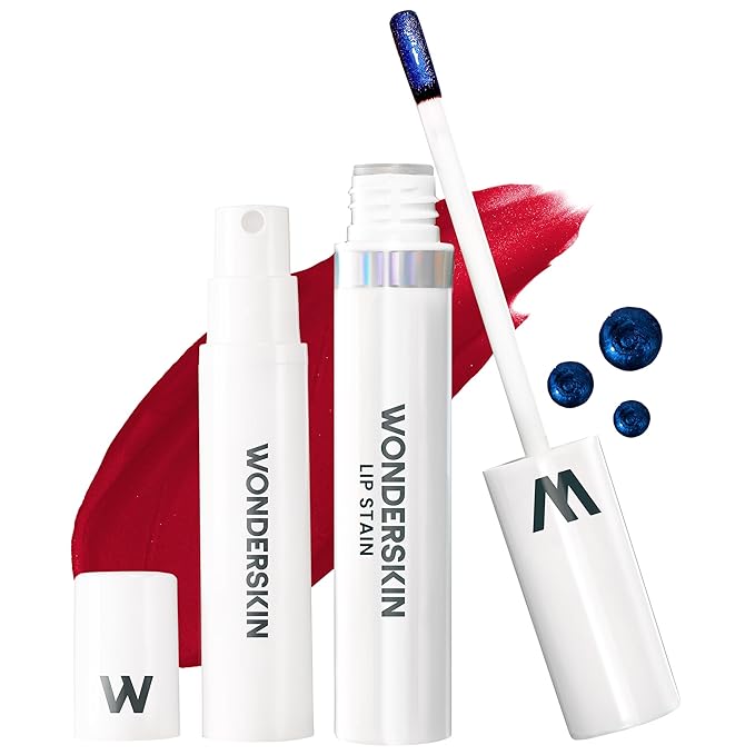 Wonderskin Wonder Blading Lip Stain Peel Off and Reveal Kit - Long Lasting, Waterproof Red Lip Tint, Transfer Proof Natural Makeup Stain Kit (Divine)