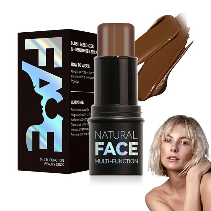 Cream Blush Stick with Brush,Waterproof Multi Cream Blush Skin F6