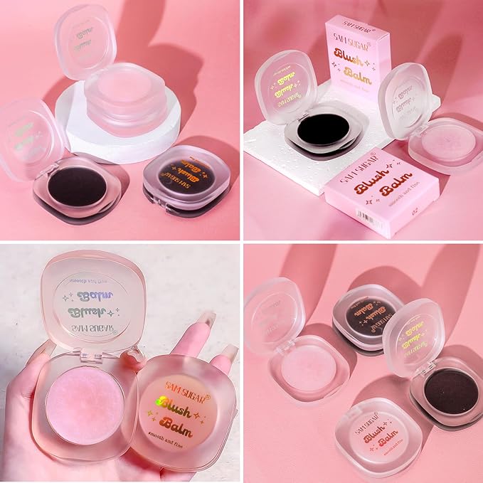 Cream Blush Makeup, Natural Pink/Black Glossy Face Blusher, Glitter, One)