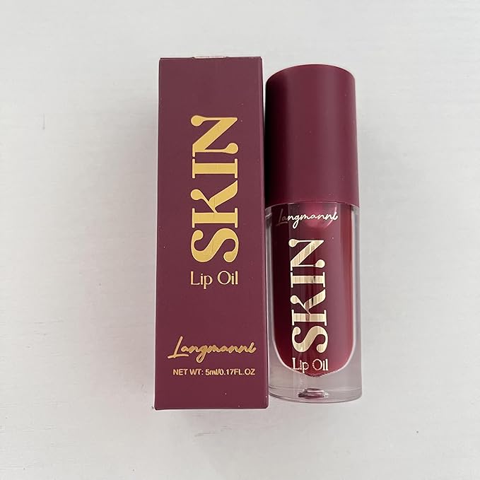 Big Brush Head Hydrating Lip Glow Oil Plumping Lip Tint, Hydrating Lip Gloss Tinted Lip Balm Transparent Lip Care, Long Lasting Nourishing Non-sticky Fresh Texture (Cherry)