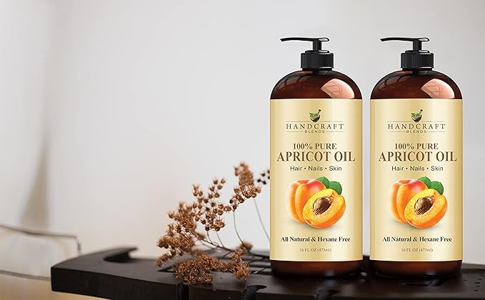 Handcraft Blends Apricot Kernel Oil - Cold-Pressed 16 Fl Oz - 100% Pure and Natural - Premium Grade Carrier for Skin and Hair - Hair and Body - Massage - Hexane-Free