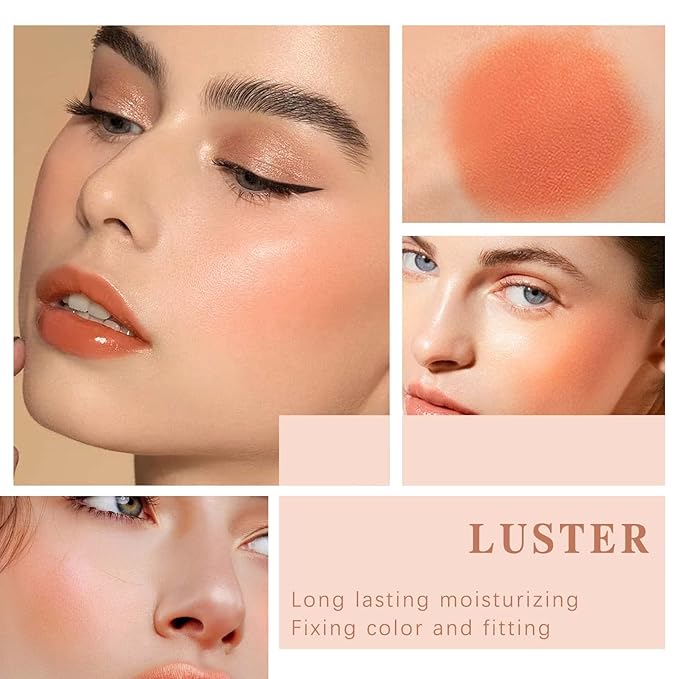 Cream Blush Stick for Cheeks Makeup, Waterproof Face Skin Tones-Orange