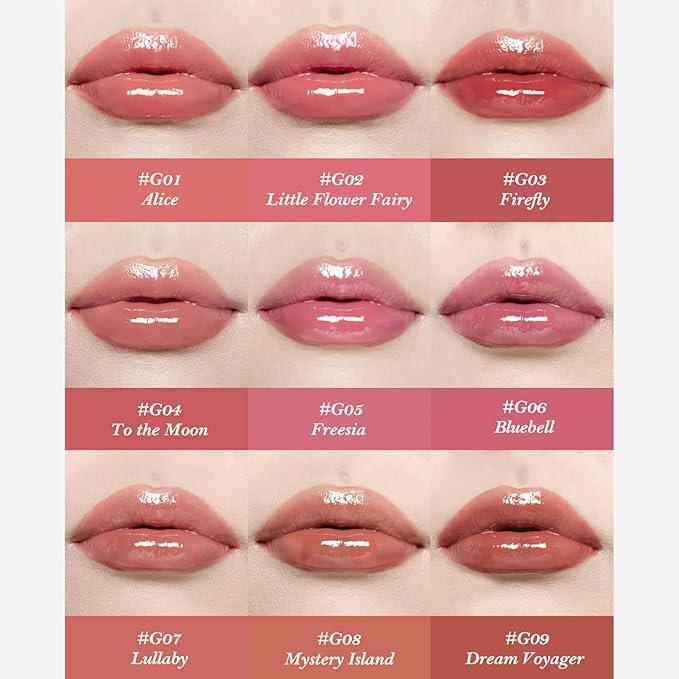 Flower Knows Midsummer Fairytales Lip Gloss-Glowy Moisturizing Coating Lip Lacquer-Hydrating Tinted Lip Oil for Girls&Women-Vegan & Cruelty Free-0.17Fl Oz(G05 Freesia)