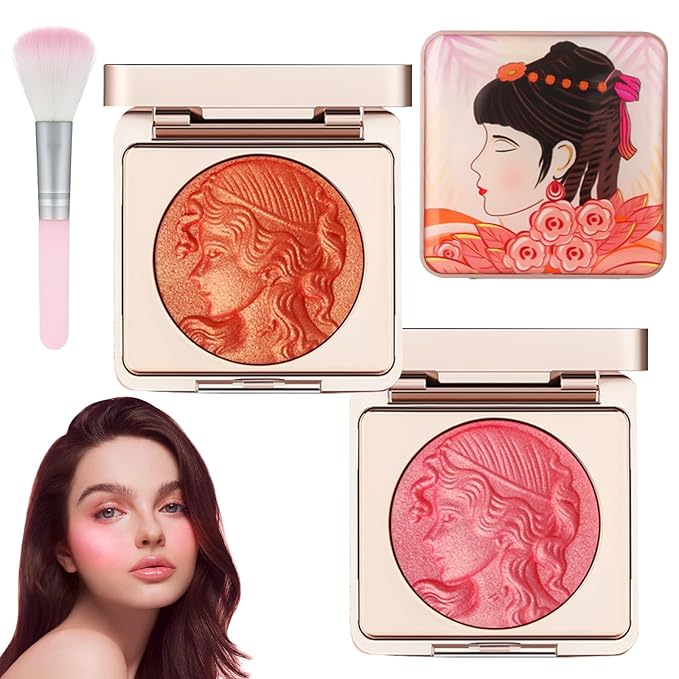 Embossed Smooth Powder Blush Palette for Cheeks,Matte Face