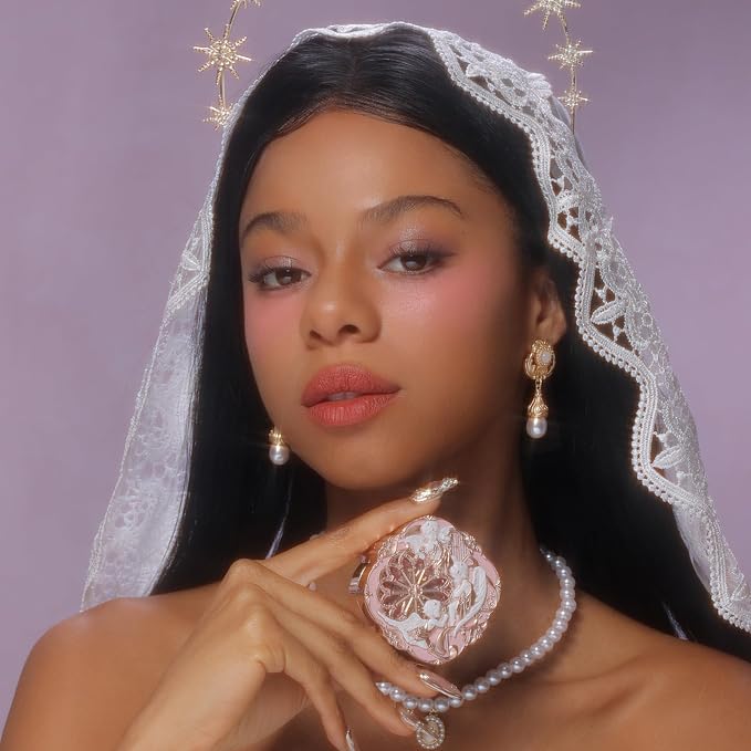 Flower Knows Violet Strawberry Rococo Glitter Lip Gloss G02+Little Angel Embossed Blush 02