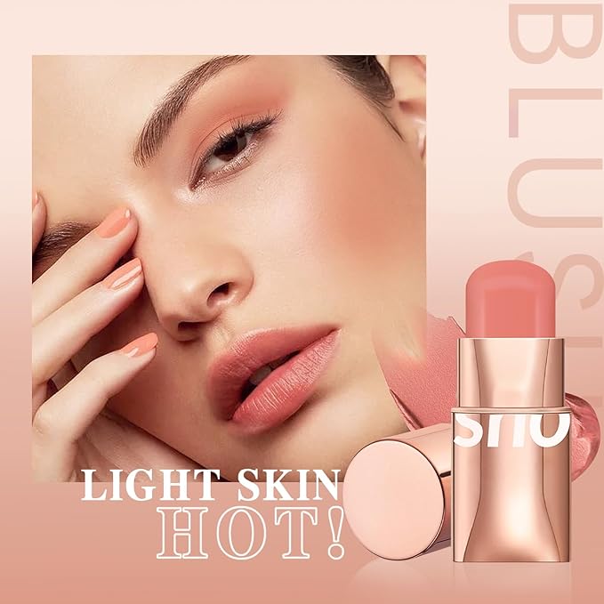 Blush Stick for Cheeks Makeup,Waterproof Cream Blush Face