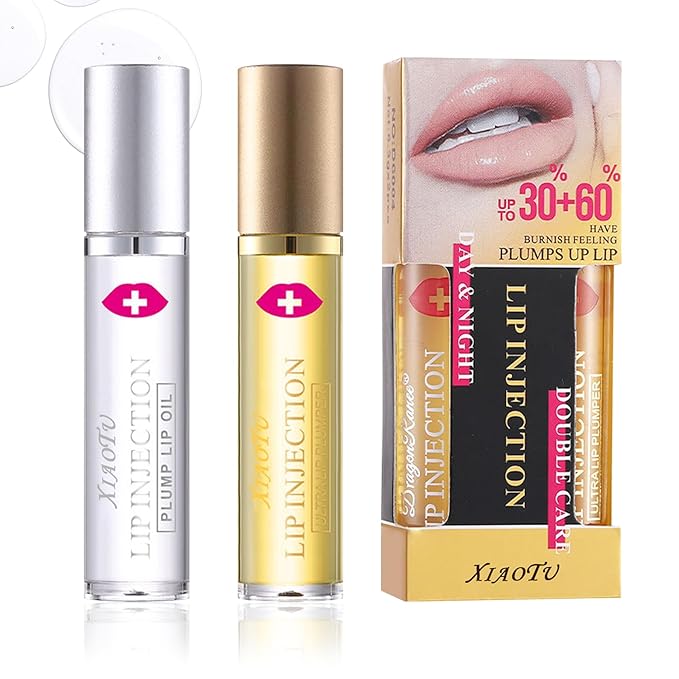 2PCS Plumping Lip Oil Set,Hydrating Lip