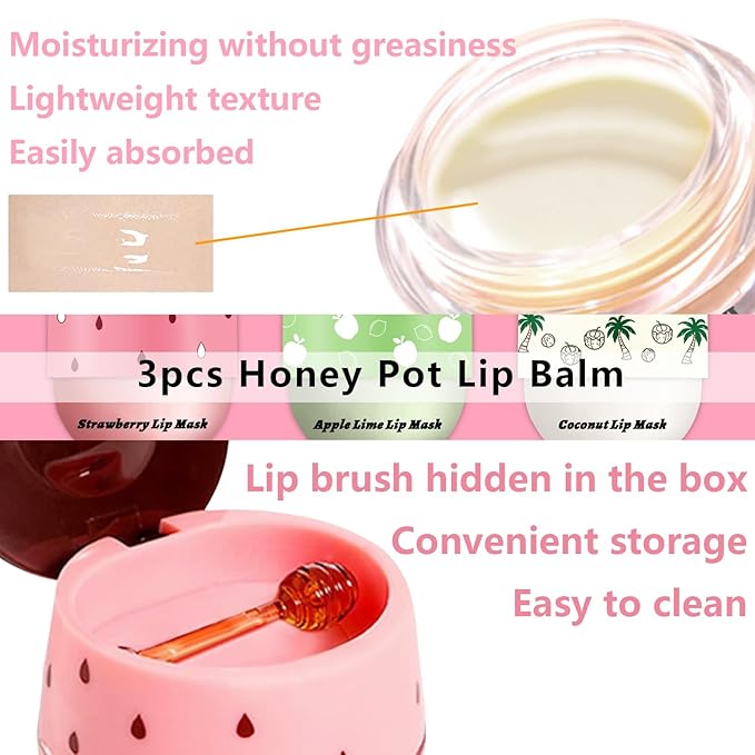 3 PCS Bee Lip Balm Honey Wrinkle