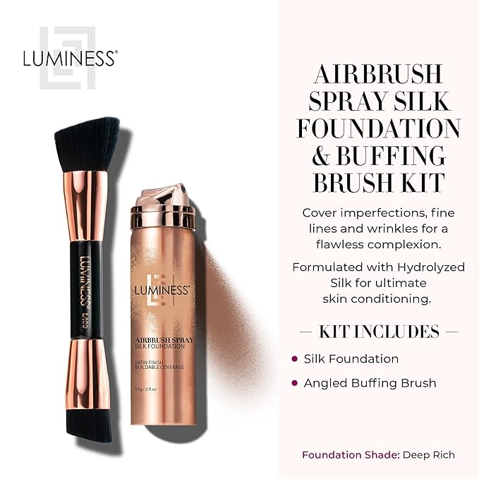 LUMINESS Silk Airbrush Spray Foundation & Buffing Brush Deep Rich)