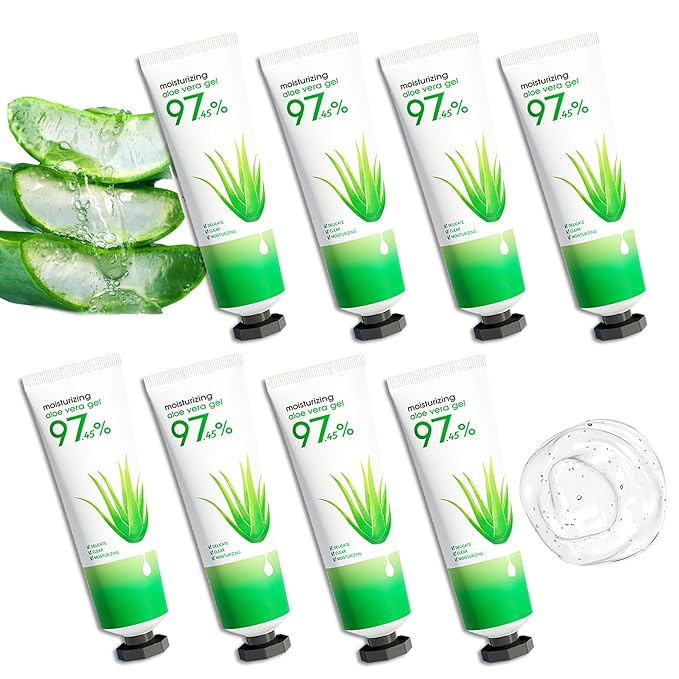 8PCS Aloe Vera Gel for Face & Skin,Organic Aloe Vera Gel,Hydrating After Sun Cream for Travel Size,Moisturizing Lotion for Skincare,After Sun Lotion for All Skin Type(G)