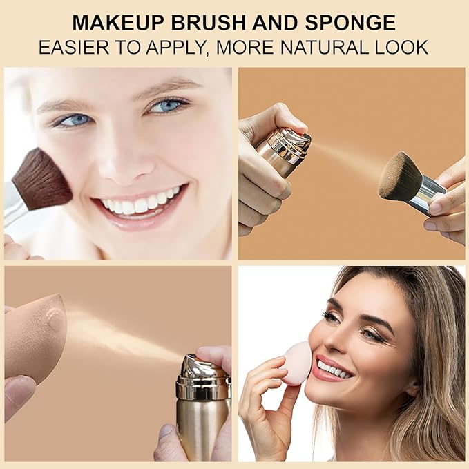 AirBrush Foundation Spray Set, Spray Foundation Makeup and Sunny Beige)