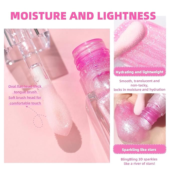 2PCS Color Changing Moisturizing Lip Glow Oil，Long Lasting Lip Glow Oil Non-sticky Warm Change Glitter Lip Tint， Tinted for Lip Care and Dry Lips Gloss Lip Balm(2 boxe