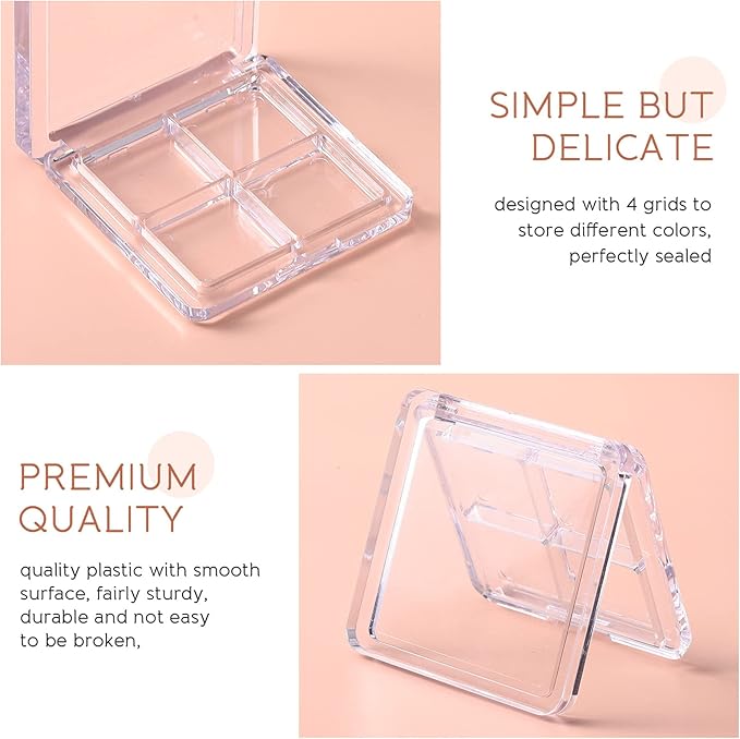 Beaupretty 6 Pieces Empty Eyeshadow Pallet 4 Grids