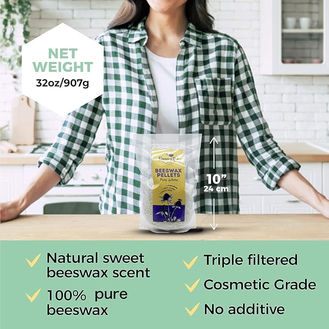 HUNNYBEE Beeswax Pellets 2LB, 100% Pure lbs)