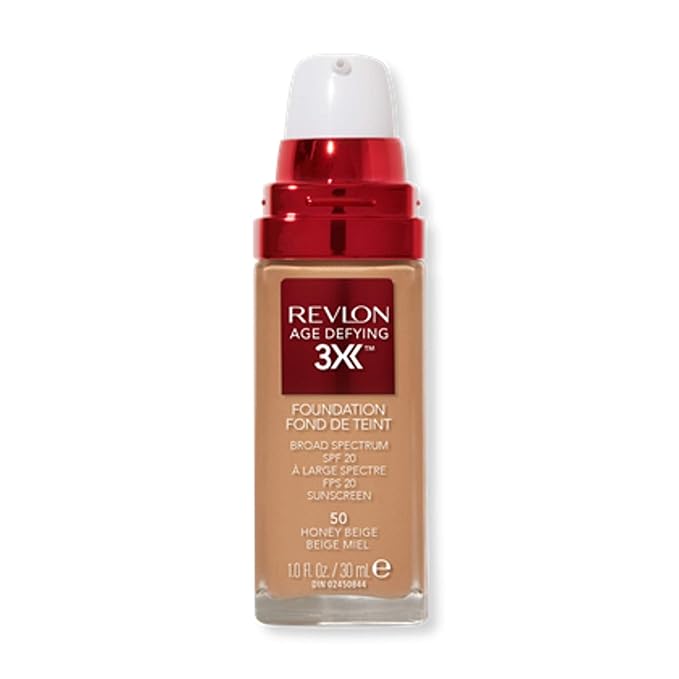 Revlon Liquid Foundation, Age Defying 3XFace Makeup, Anti-Aging Fl Oz