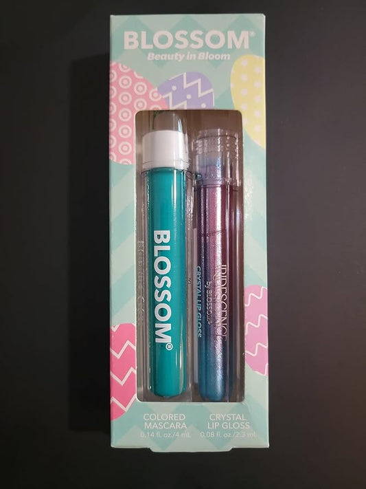Blossom Liquid Volumizing Water Resistant Color Mascara, Iridescence Watermelon Flavored Glitter Shimmer Sparkle Crystal Lip Gloss, 0.22 fl. oz, 2 pack, Aqua Verde/Ombre Opal Princess Cut