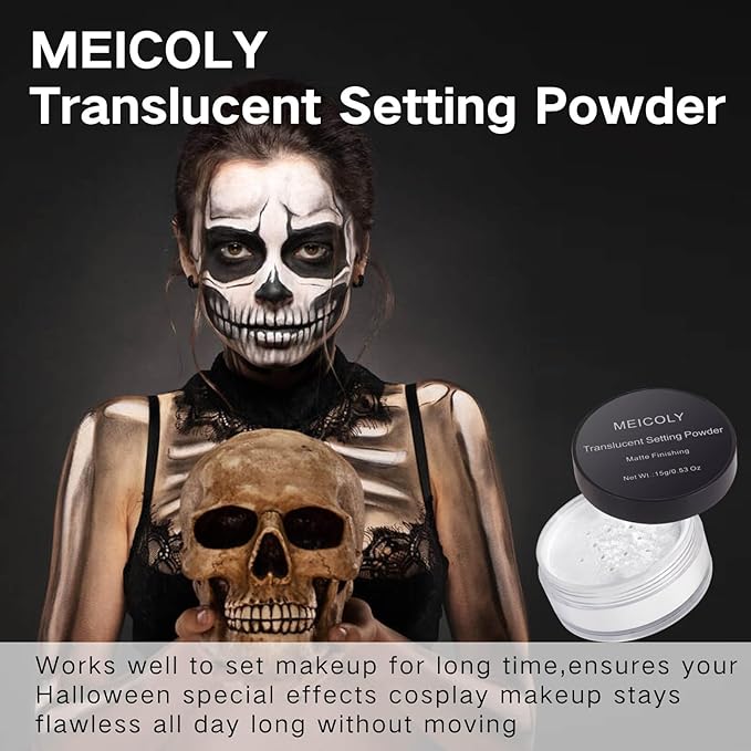 MEICOLY Talc-Free Setting Powder with Sifter,Long Lasting Loose