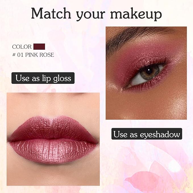 Glitter Lip Gloss - Shimmer Lip Gloss Matte, Long Lasting Lip Gloss, Diamond Liquid Lip Gloss for Women(5ml, 01 Pink Rose)