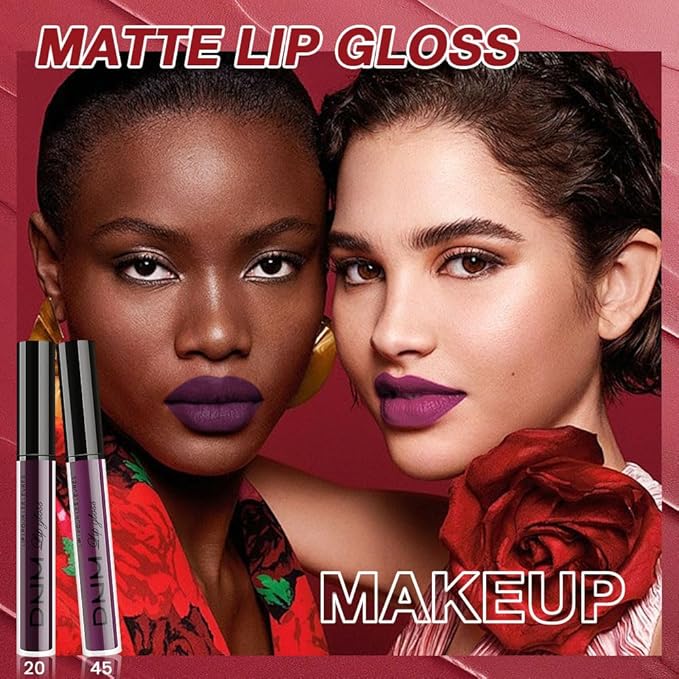 evpct 3Pcs Dark Purple Mauve Plum Maroon Matte Liquid Lipstick Lip Stain Sets for Women Matte+Lipstick Long Lasting Permanent 24 hr Hours Magic Lipstick 24 Hours original Waterproof 22#