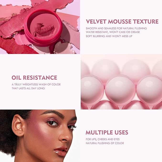 Matte Cream Blush, 9 Colors Lightweight, Long Lasting, Cheeks (04)