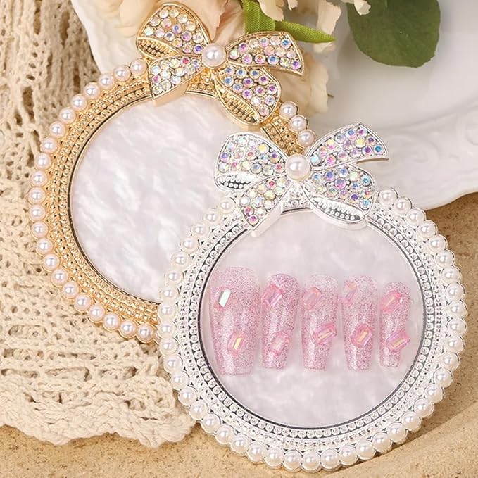 2 Pack Bow with Rhinestones Pearl Nail Art