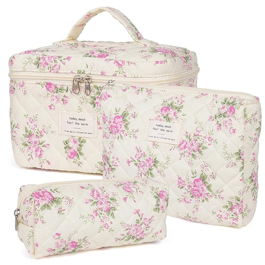 Makeup bag, quilted makeup bag,large