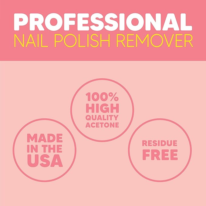 Onyx Professional 100% Pure Acetone Nail Polish Remover Kit with 7 inch Nail File, 16 fl oz - Made in USA, Maximum-Strength Nail Polish Remover for Gel, Artificial & Glitter Nail Polish
