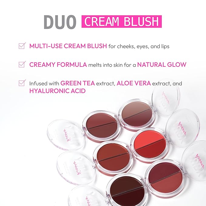 Ruby Kisses Duo Cream Blush, Smooth, Natural-Looking, Long-Lasting Acid (Rosewood)