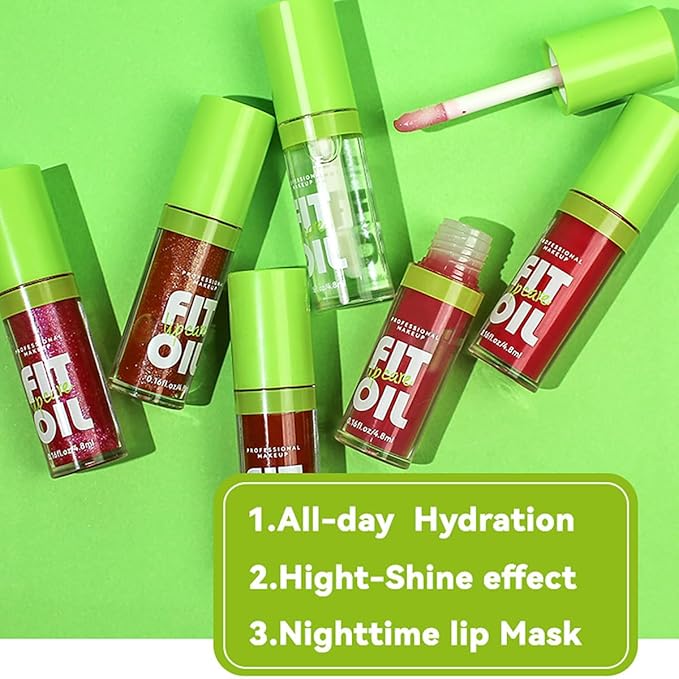 4 Colors Lip Oil Lip Glaze, Hydrating Lip Glow Oil Big Brush Head Shiny Moisturizing Lip Gloss, Long Lasting & Nourishing Non-sticky Fresh Transparent Tinted Plumping Lip Oil - Set B