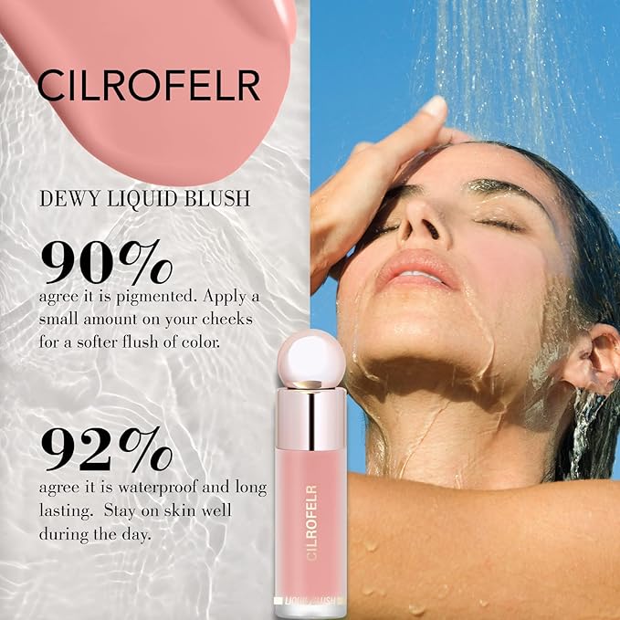 Cilrofelr Dewy Liquid Blush, Soft Cream Liquid Blush Fuchsia Pink)