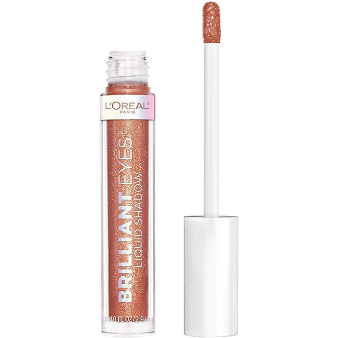 L'Oreal Paris Brilliant Eyes Shimmer Liquid Eye Shadow, Longwearing Lasting Shimmer, Crease Resistant, Flake-Proof, Precision Applicator, Quick Dry, Non-Greasy, Bronze Light, 0.1 oz.