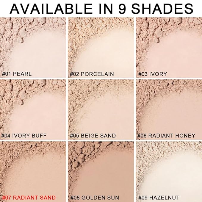 Kaely Oil Free Powder Foundation Waterproof,Face Pressed Powder Natural Finish,07