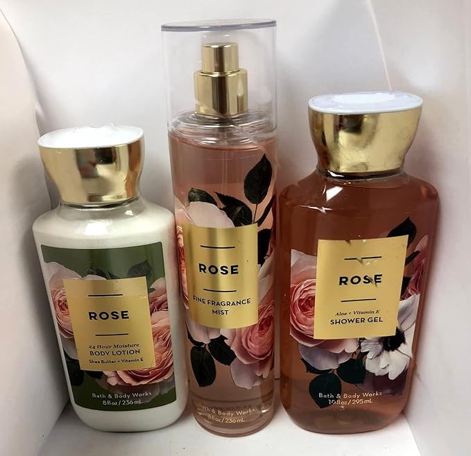 Bath and Body Works - Rose - Shower Gel, Body Lotion, & Fine Fragrance Mist Daily Trio Summer 2018