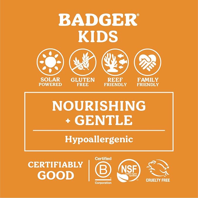 Badger Kids Sunscreen Stick SPF 35 with Mineral Zinc Oxide, Travel Size Sunscreen Stick for Kids, 97% Organic Ingredients, Reef Friendly, Broad Spectrum, Water Resistant, 65 oz