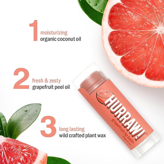 Hurraw! Grapefruit Lip Balm: Organic, Certified