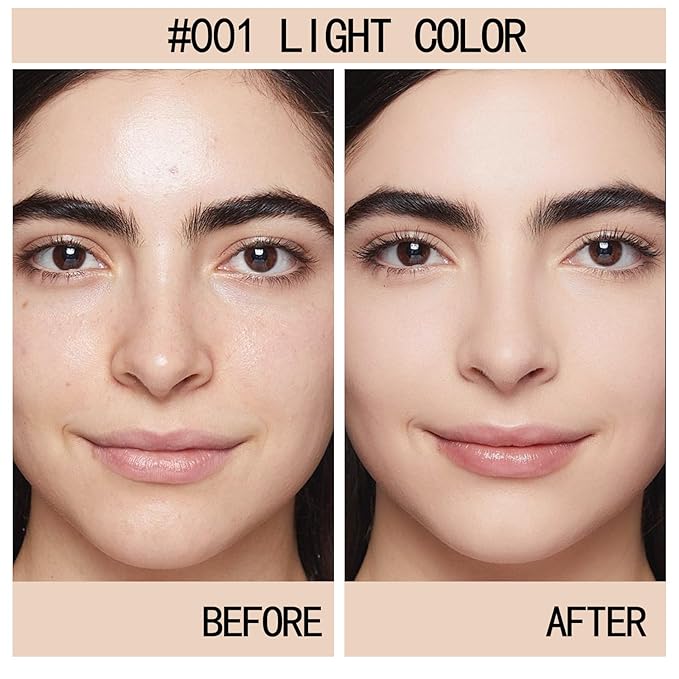 Powder Foundation,Long Wear Full Coverage Foundation with Sponge,Flawess Correcting Color