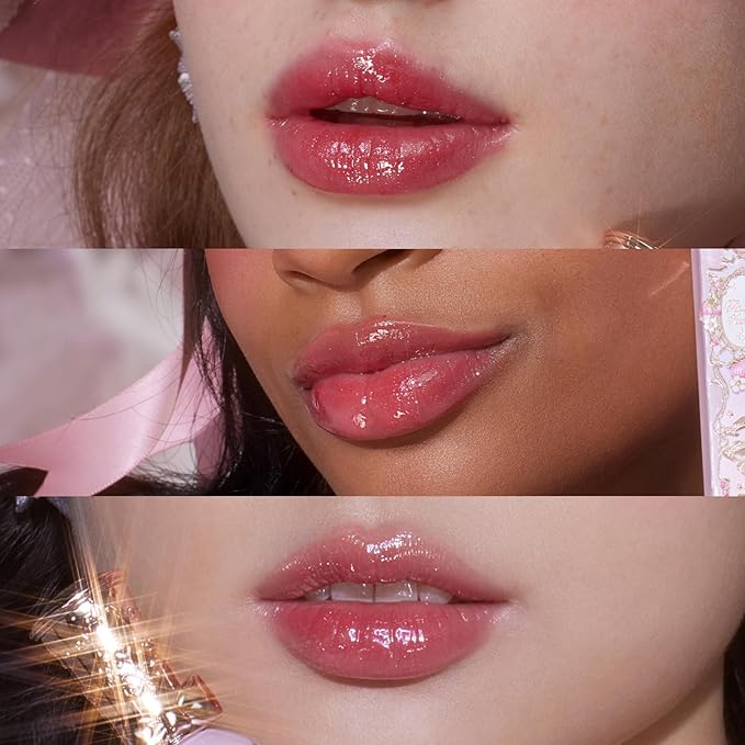 Flower Knows Violet Strawberry Rococo Glitter Lip Gloss G02+Little Angel Embossed Blush 02