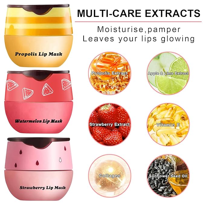 3Pcs Lip Balm Honey Pot Lines