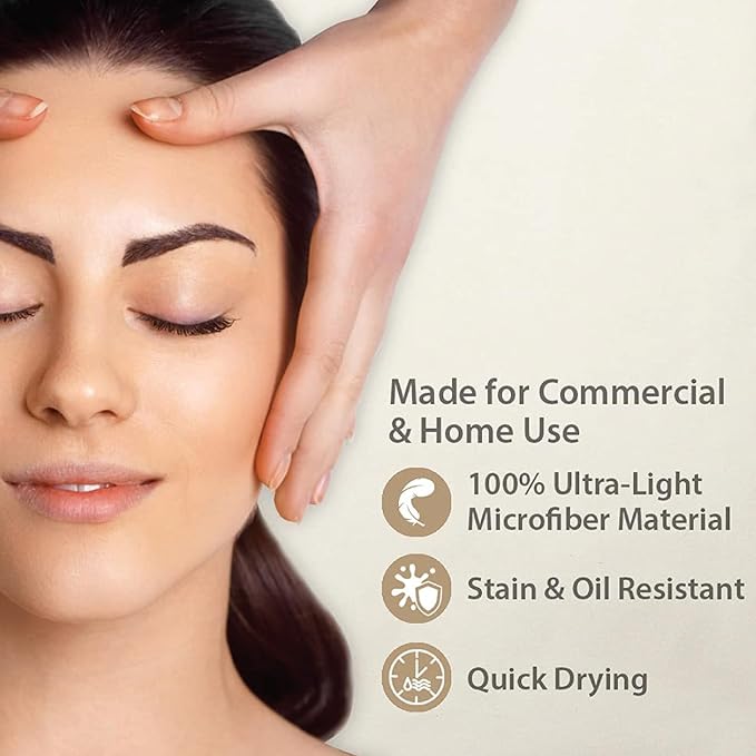 ForPro Professional Collection Premium Microfiber 3-Piece Massage Sheet Set, Natural, Ultra-Light, Stain, and Wrinkle-Resistant Includes Massage Flat and Fitted Sheet and Massage Face Rest Cover