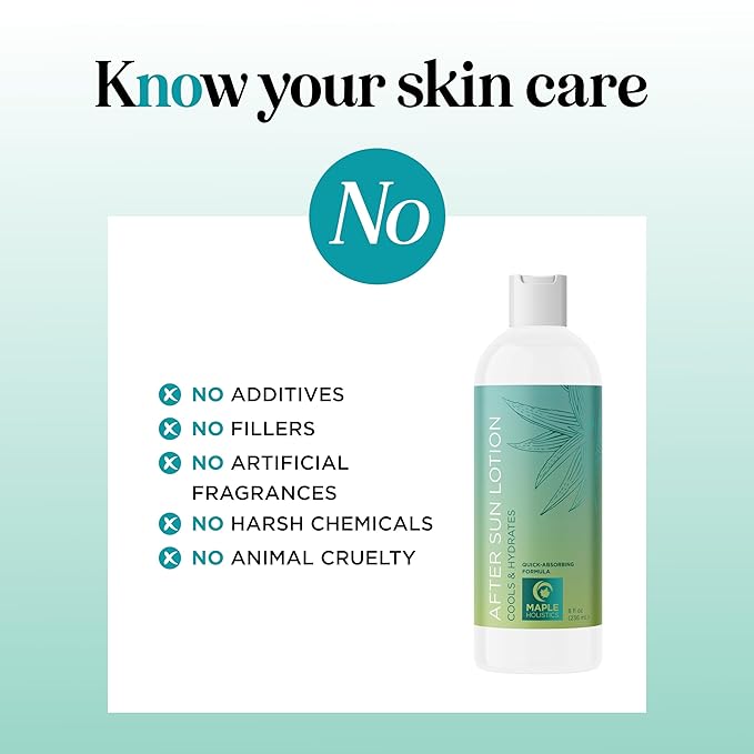 After Sun Lotion with Aloe Vera - Ultra Cooling Aloe Vera Lotion for Sunburn Hydration with Cocoa Butter & Rosehip Oil - Hydrating Aloe Lotion After Sun Moisturizer for Dry Skin with Hyaluronic Acid