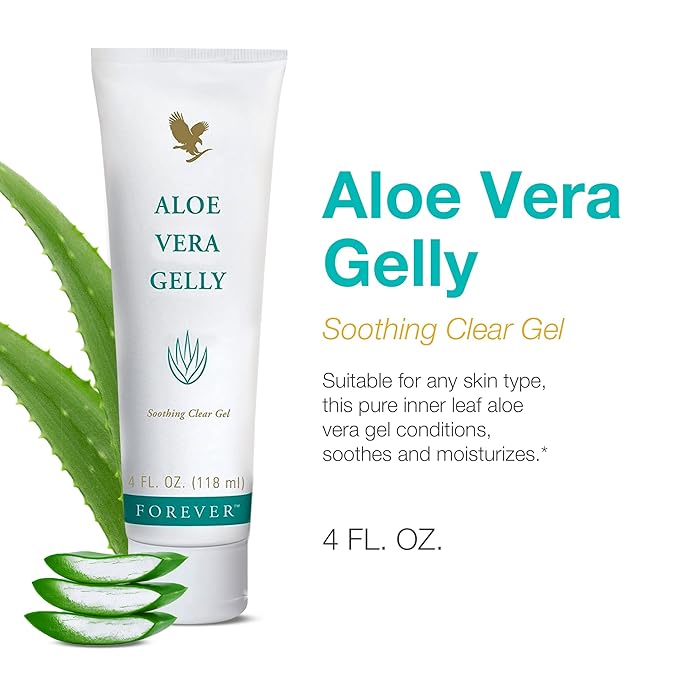 Forever Living Aloe Vera Gelly - Pure Aloe Gel - Soothing and Moisturizing Skin - Non-Staining & Fast-Absorbing - Vegan & Gluten-Free - 4 fl oz