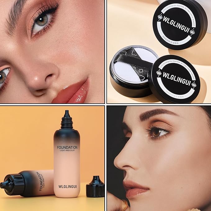 Full Coverage Liquid Foundation Makeup Set,Oil Control Concealer