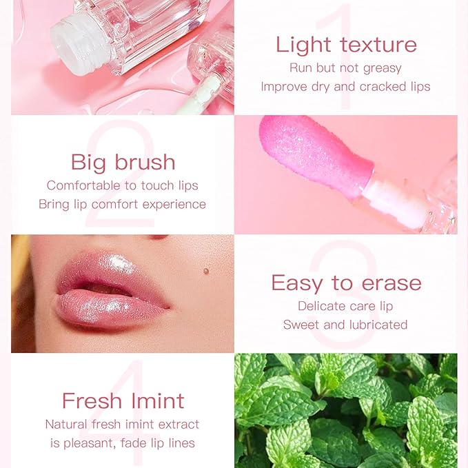 Hydrating Lip Oil Tint, Lip Glow Oil Plumping Hydrating