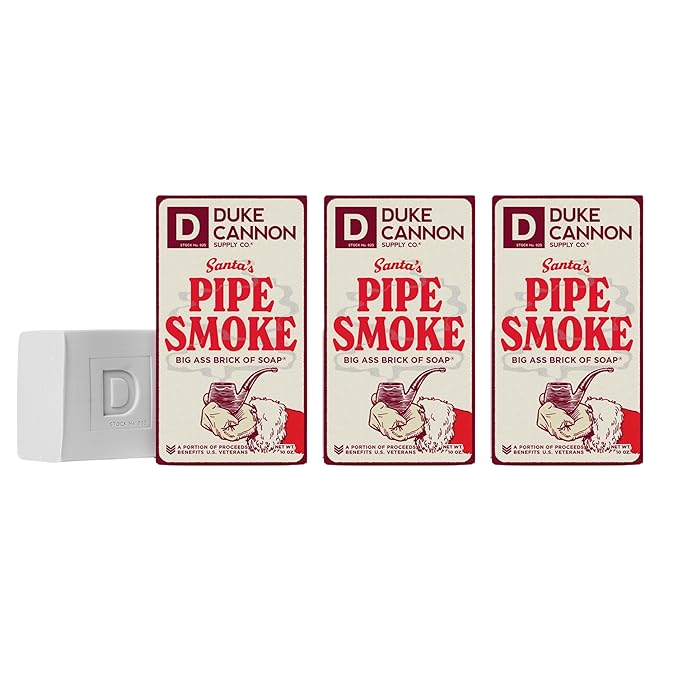 Duke Cannon Holiday Limited-Edition Santa's Pipe Smoke Big Brick of Soap - 10oz Bar, Triple Milled, Supports U.S. Veterans