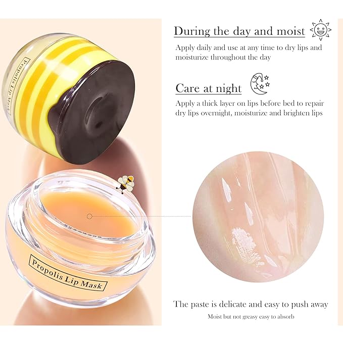 2Pcs Bee Lip Balm Honey Pot, Exfoliator